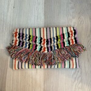 Colorful Striped Woven Clutch